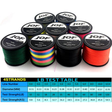 Load image into Gallery viewer, JOF 500M 300M 100M Multicolour PE Braided Wire 4 Strands Multifilament Japanese Fishing Line